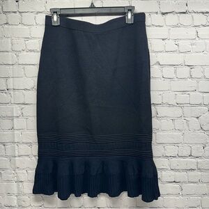 St. John black Pencil Skirt with Ruffle Hem Sz 10